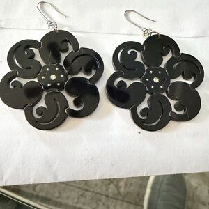 & Other Stories Black Floral Cutout Dangle Earrings